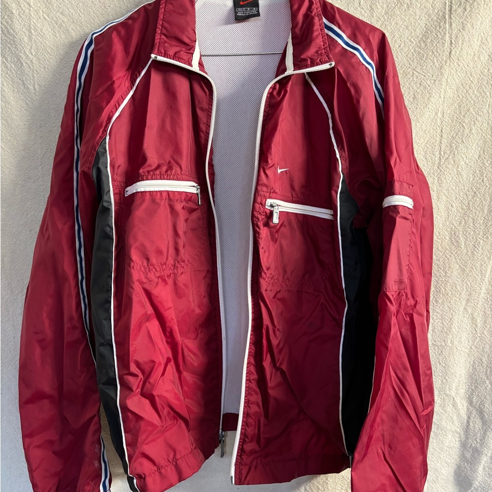Nike Red and Black Windbreaker Lightweight Athletic Jacket